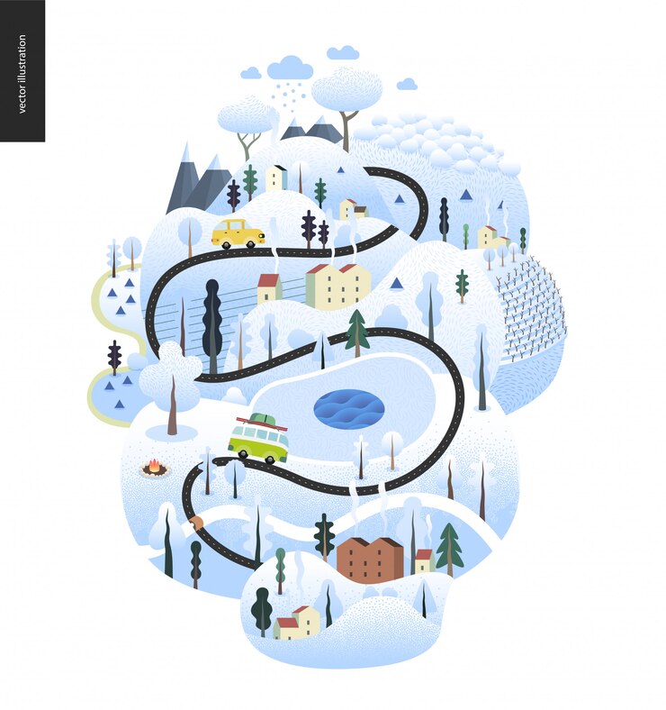 Vector magical landscape of winter