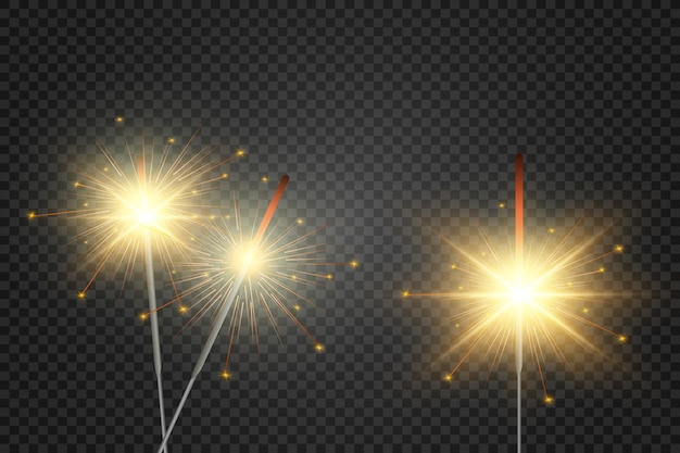 Magical light. Sparkler. Candle sparkling on the background. Realistic vector light effect. Winter,