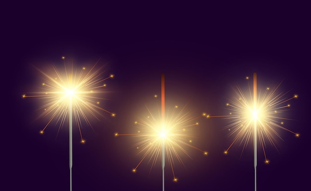 Magical light. Sparkler. Candle sparkling on the background. Realistic vector light effect. Winter,