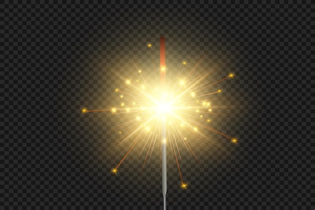 Magical light. sparkler. candle sparkling on the background. realistic vector light effect.