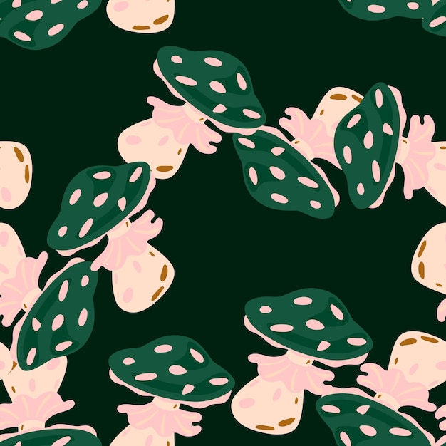magical magic fly agaric seamless pattern creative mushrooms silhouettes wallpaper