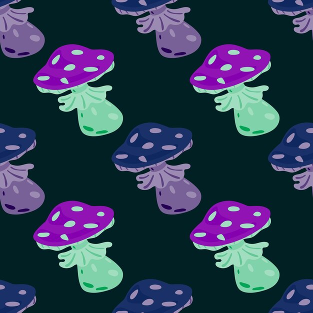 Magical magic fly agaric seamless pattern Creative mushrooms silhouettes wallpaper