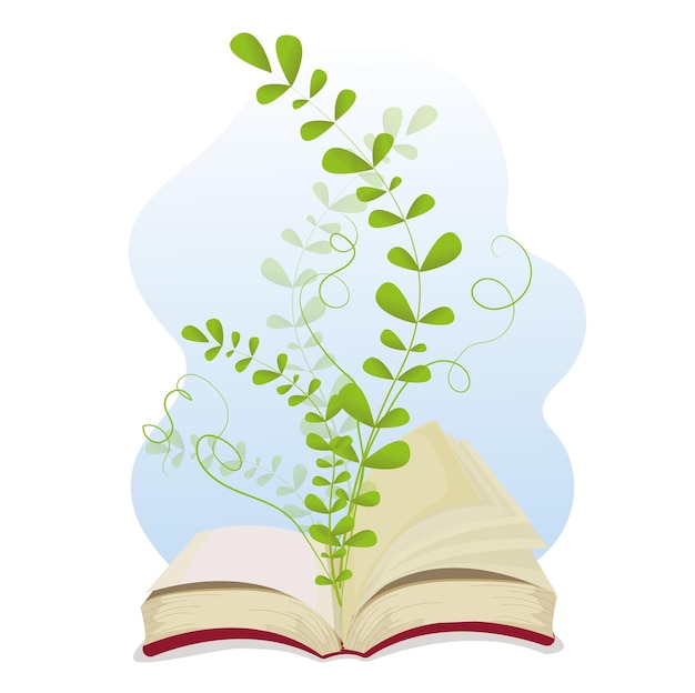 magical open book from which plants grow