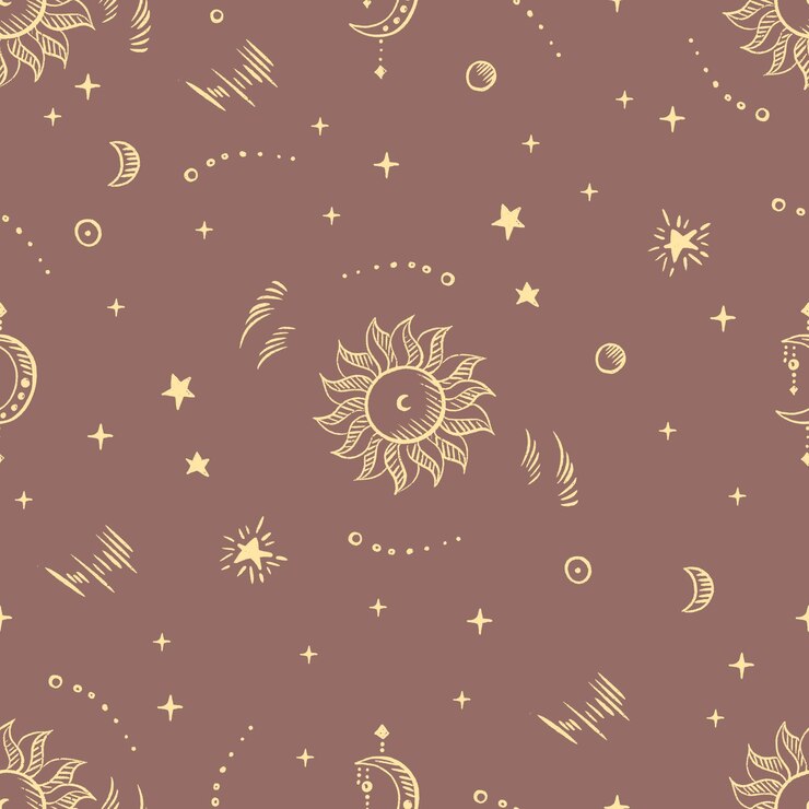 Vector magical seamless pattern with the sun stars moon alchemical cosmos celestial pattern