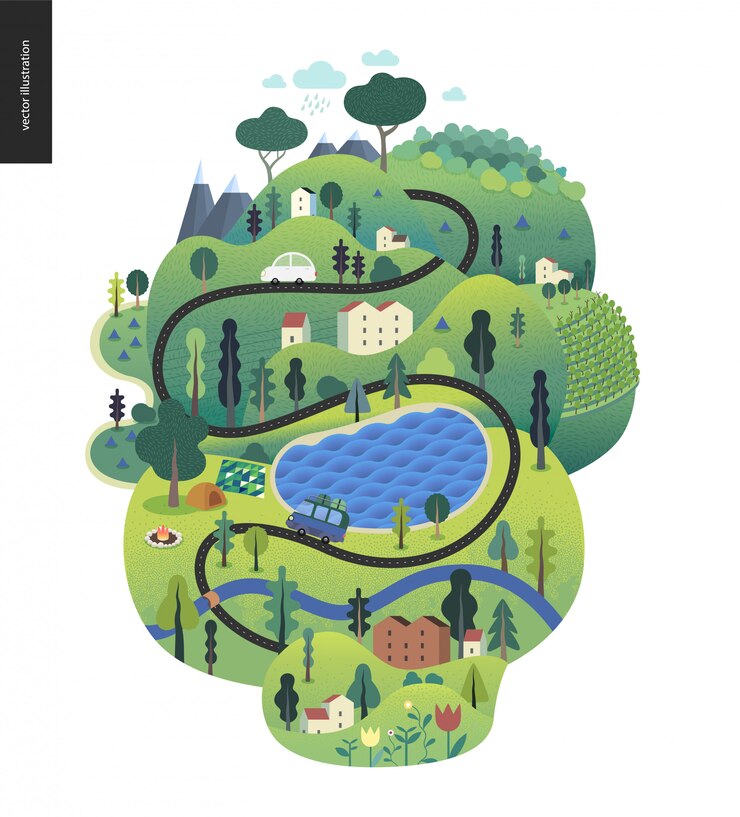 Vector magical summer landscape