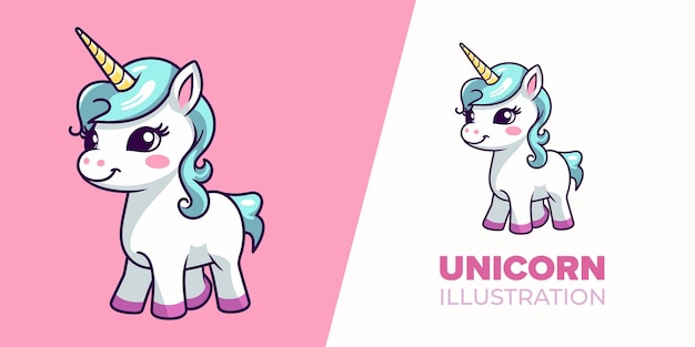 Magical Unicorn Standout Flat Cartoon Icon for Prints amp More