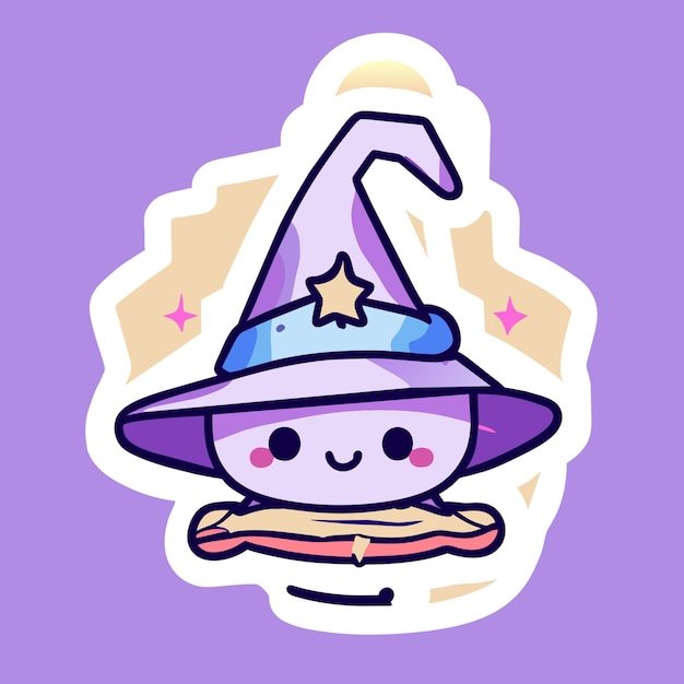 Vector magichat sticker cute pastel art toy style