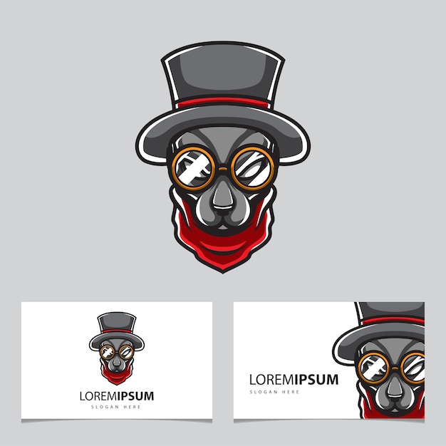 Magician dog head mascot logo