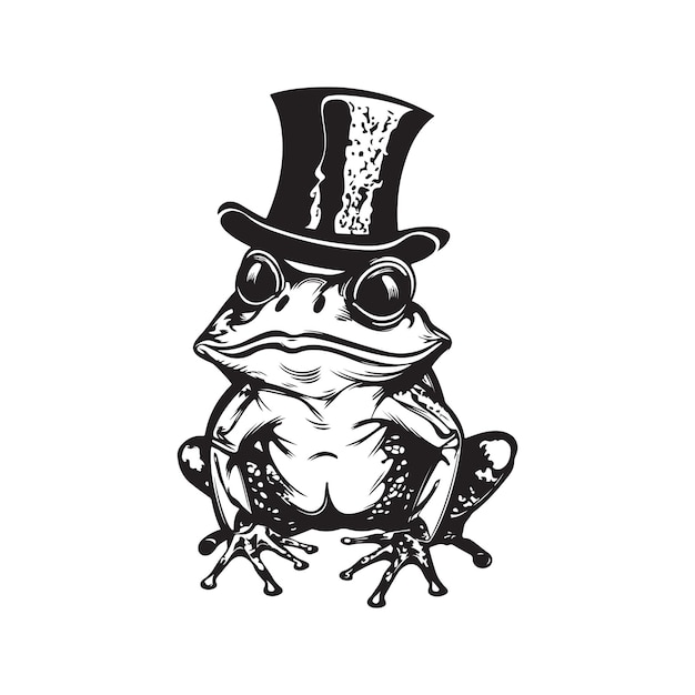 Magician frog with hat vector concept digital art hand drawn illustration