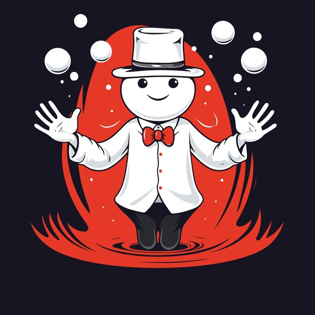 Magician in a hat and a bow tie vector illustration