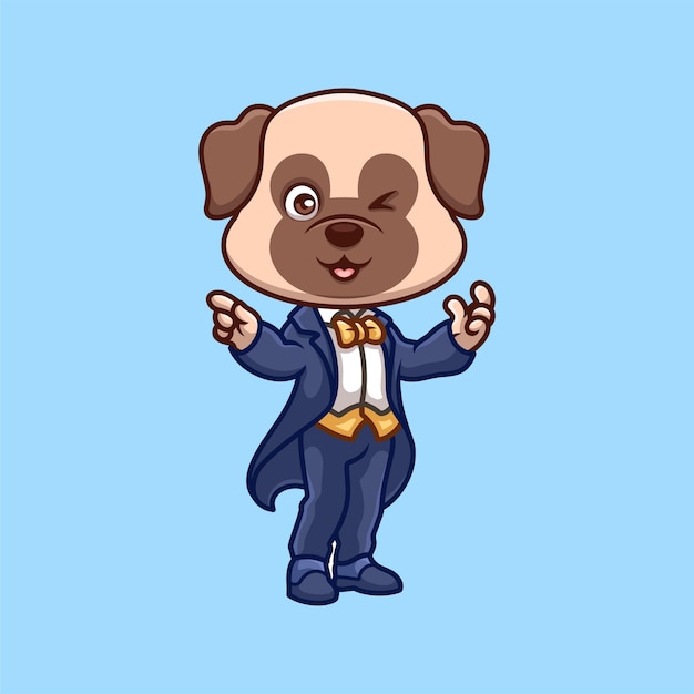 Vector magician pub dog cute cartoon