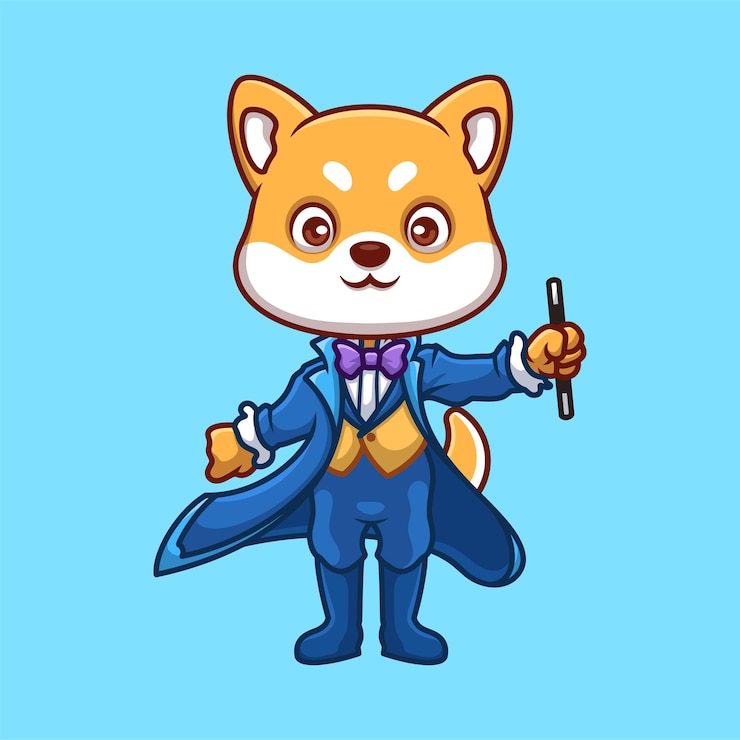 Vector magician shiba inu cute cartoon
