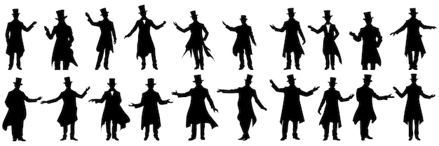 Vector magician silhouettes set large pack of vector silhouette design isolated white background