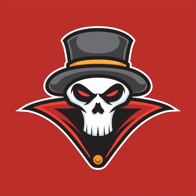 Magician skull mascot logo