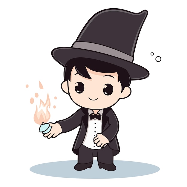 Vettore un mago con una bacchetta magica in mano.