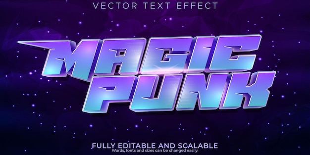 Vector magiic punk editable text effect magic 3d wizard and witch font style