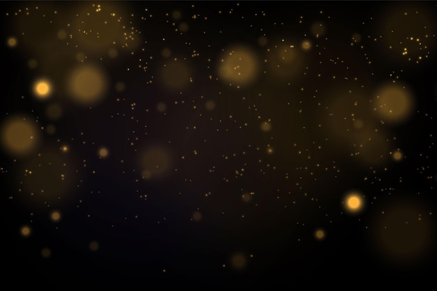Magisch gouden concept. Abstracte zwarte achtergrond met bokeh-effect.