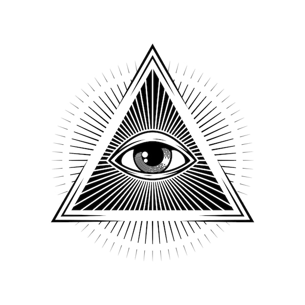 Vector magisch oog in piramidevorm amulet voor bescherming tegen kwaad