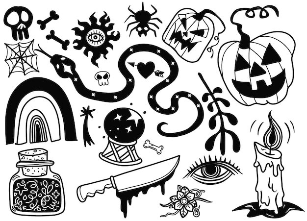 Magische en mystieke boho-elementen Astrologie gebruikt in hekserij Een tattoo-ontwerp van esoterische alchemie