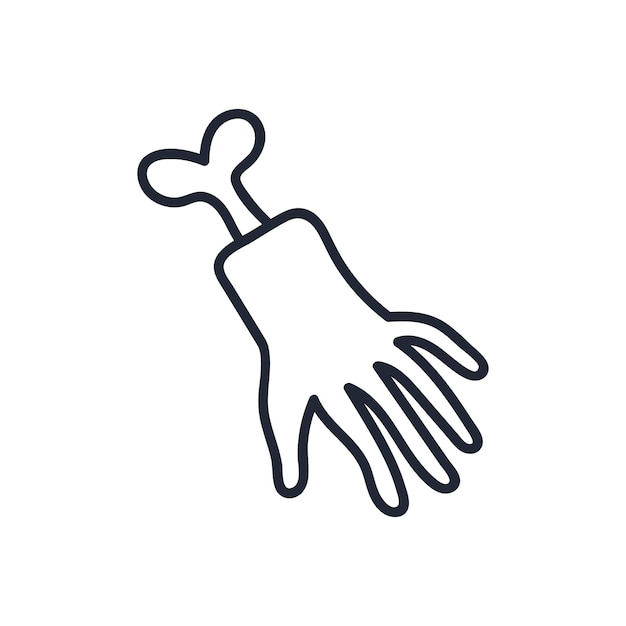 Magische hand met bot doodle. vector illustratie. fijne halloween.