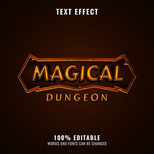 Magische kerker fantasie gouden rpg game logo titel teksteffect