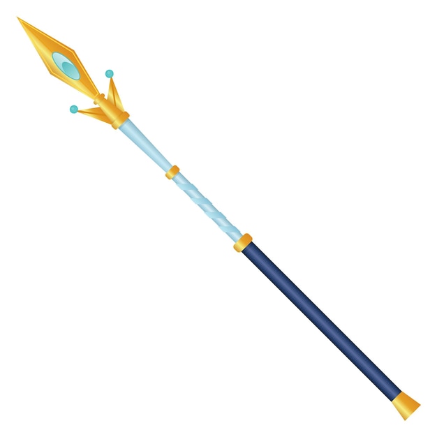 Magische scepter Wizard stick Fairytale cartoon toverstaf geïsoleerd op een witte achtergrond