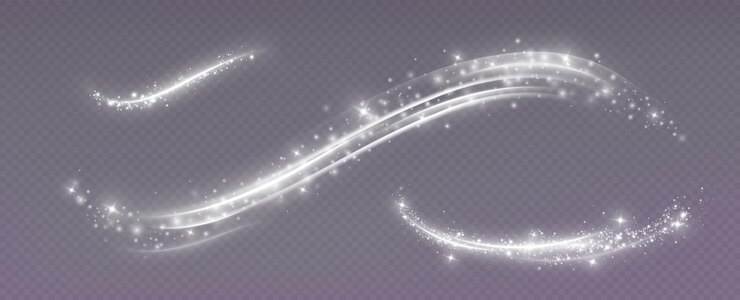 Magische spiraal met glitters. Wit lichteffect. Glitterdeeltjes met lijnen. Swirl-effect