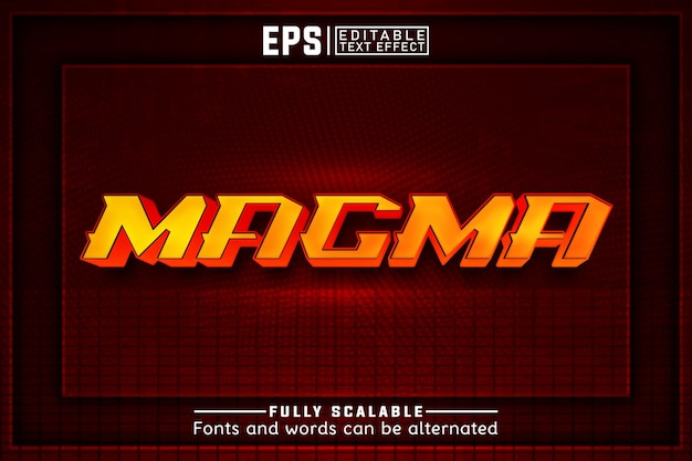 Vector magma 3d editable text effect