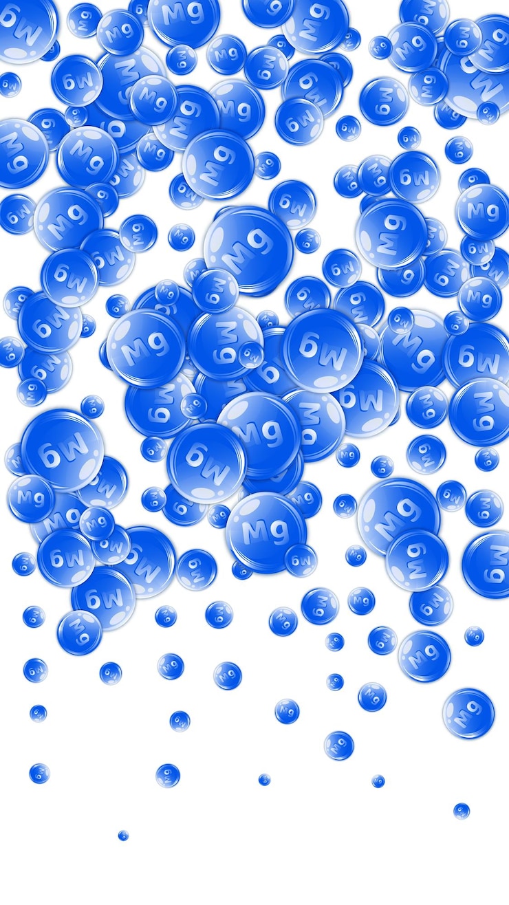 Vector magnesium round capsules scattered randomly