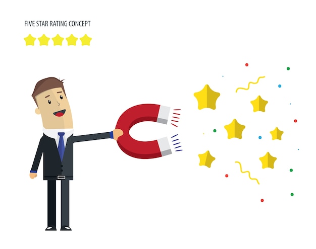 Magnet attract five star rating concept