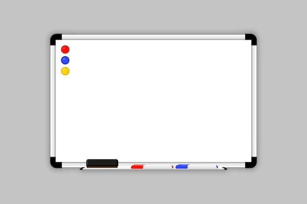 Вектор Магнитная маркерная доска со стирающей губкой и магнитами пустая белая маркерная доска макет офисной белой доски доска с маркерными ручками и губкой