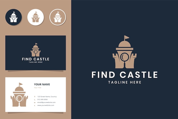 Magnifier castle negative space logo design