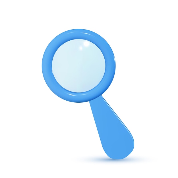 Vector magnifier icon in plastic style 3d render vector illustration