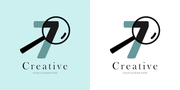 Magnifier Logo Design with Letter 7