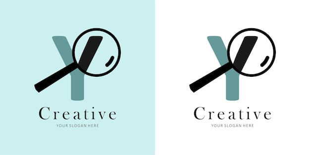 Magnifier Logo Design with Letter Y