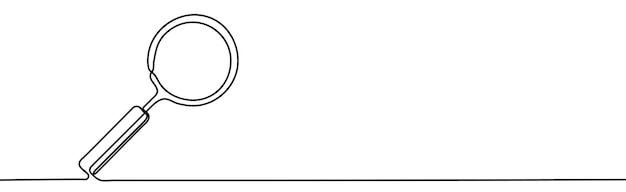 Magnifier on white background One continuous line art drawing of magnifier Magnifier in linear design