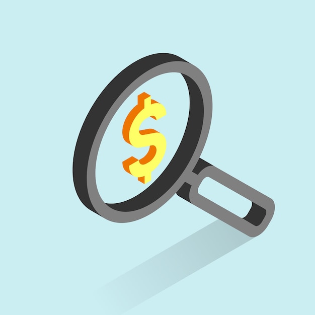 Magnifier with dollar sign inside money search concept business ideas