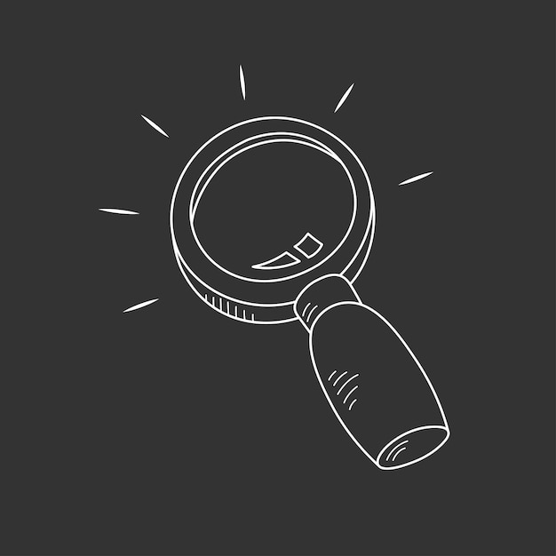 Vector magnify glass in doodle style search symbol vector illuistration lupe tool for detective