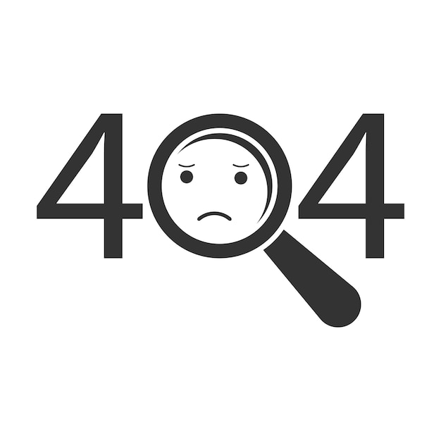 Увеличительное стекло 404 на белом фоне векторная иллюстрация