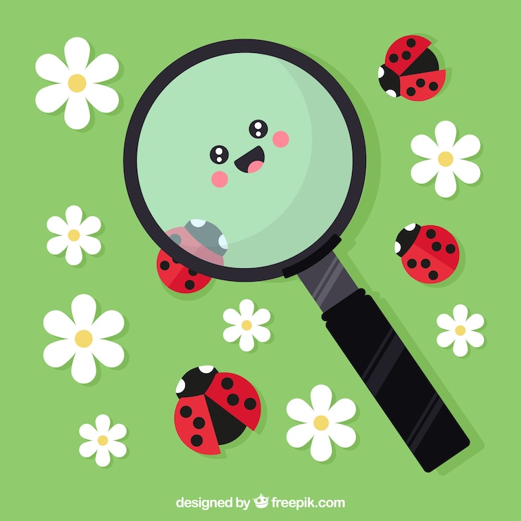 Vector フラットなスタイルで虫の鱗を探して虫眼鏡の背景