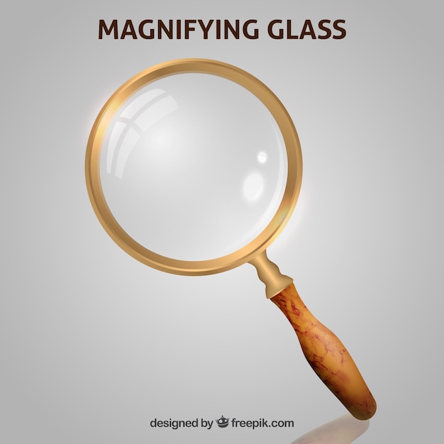 Vector magnifying glass background in realistic style