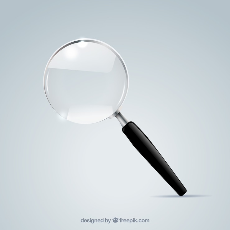 Vector magnifying glass background in realistic style