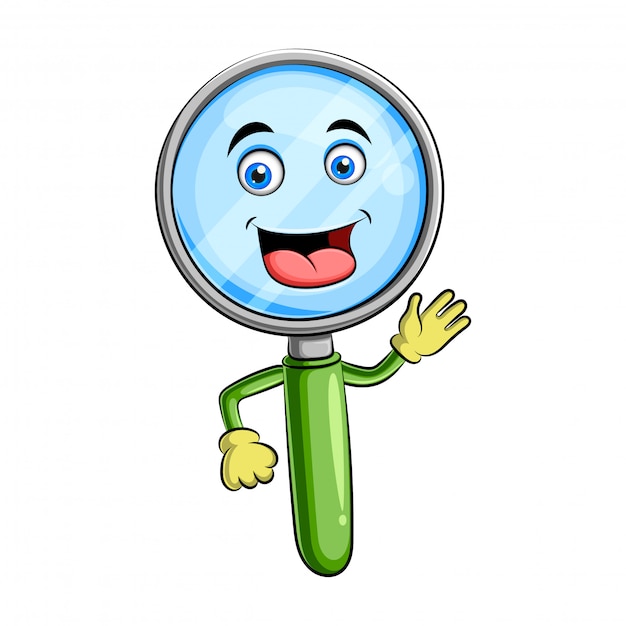 Vector magnifying glass character design or magnifying glass mascot