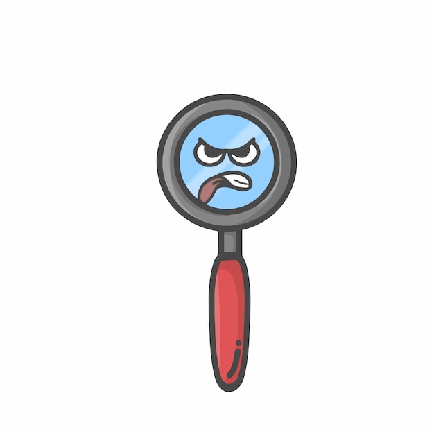 Magnifying Glass Cute Character Flat Cartoon Vector Design Illustration