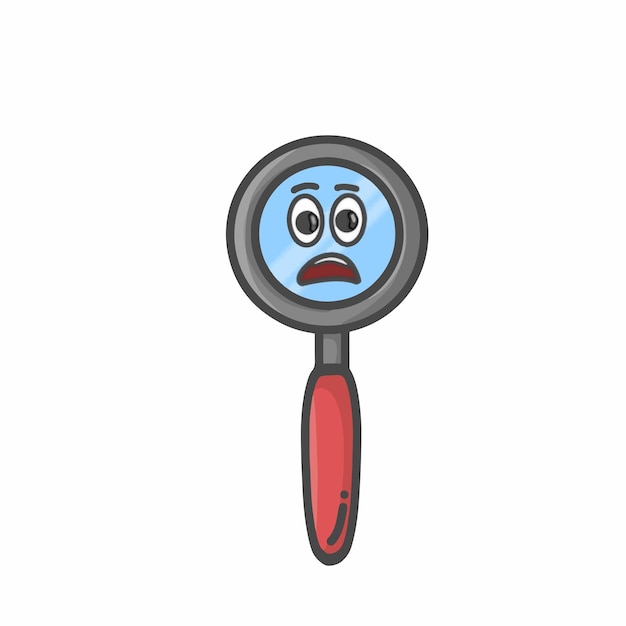 Magnifying Glass Cute Character Flat Cartoon Vector Design Illustration