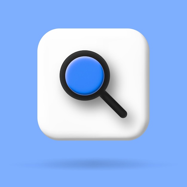 magnifying glass discovery research search analysis concept 3d vector cartoon illustration speech bubble with internet icon