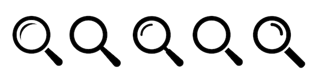 Значок увеличительного стекла Поиск символа Лупа или знак лупы в плоском стиле
