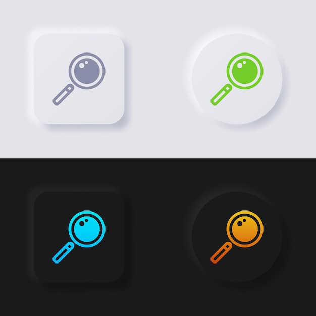magnifying glass icon set multicolor neumorphism button soft ui design for web design application ui and more button vector