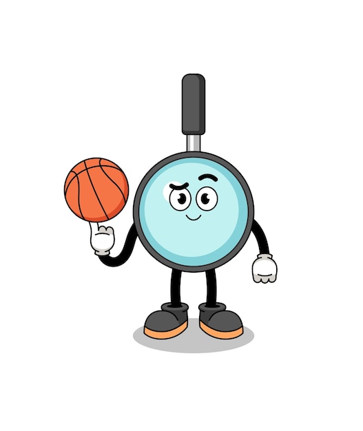 Magnifying glass illustration as a basketball player