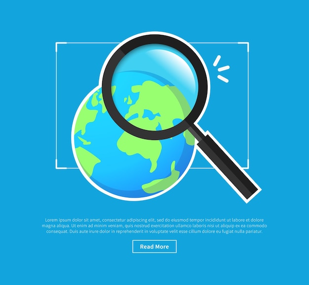 The magnifying glass is search earth, technology webpage image of globe.earth day